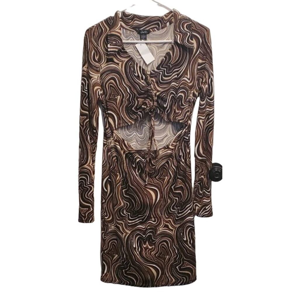 Justify Women's Peekaboo Drawstring Cinch Chest Bobo Retro Abstract Large XL